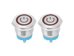 Interruptor De Botão De Pressão Momentâneo De Metal 22mm Cabeça Plana 4 Pinos Com Luz Vermelha Ip65 12-24vdc 2 Peças