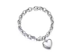 Pulseira De Aço Inoxidável Com Pingente De Coração, Modelo Ajustável, Joia Elegante Como Presente Ideal Para Oferecer À Mãe No Dia Dos Na...