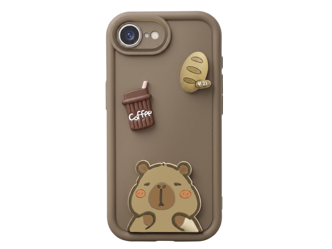 Capa Para Iphone 17e Com Motivos Capybara Kawaii Em 3d E Borda Elevada