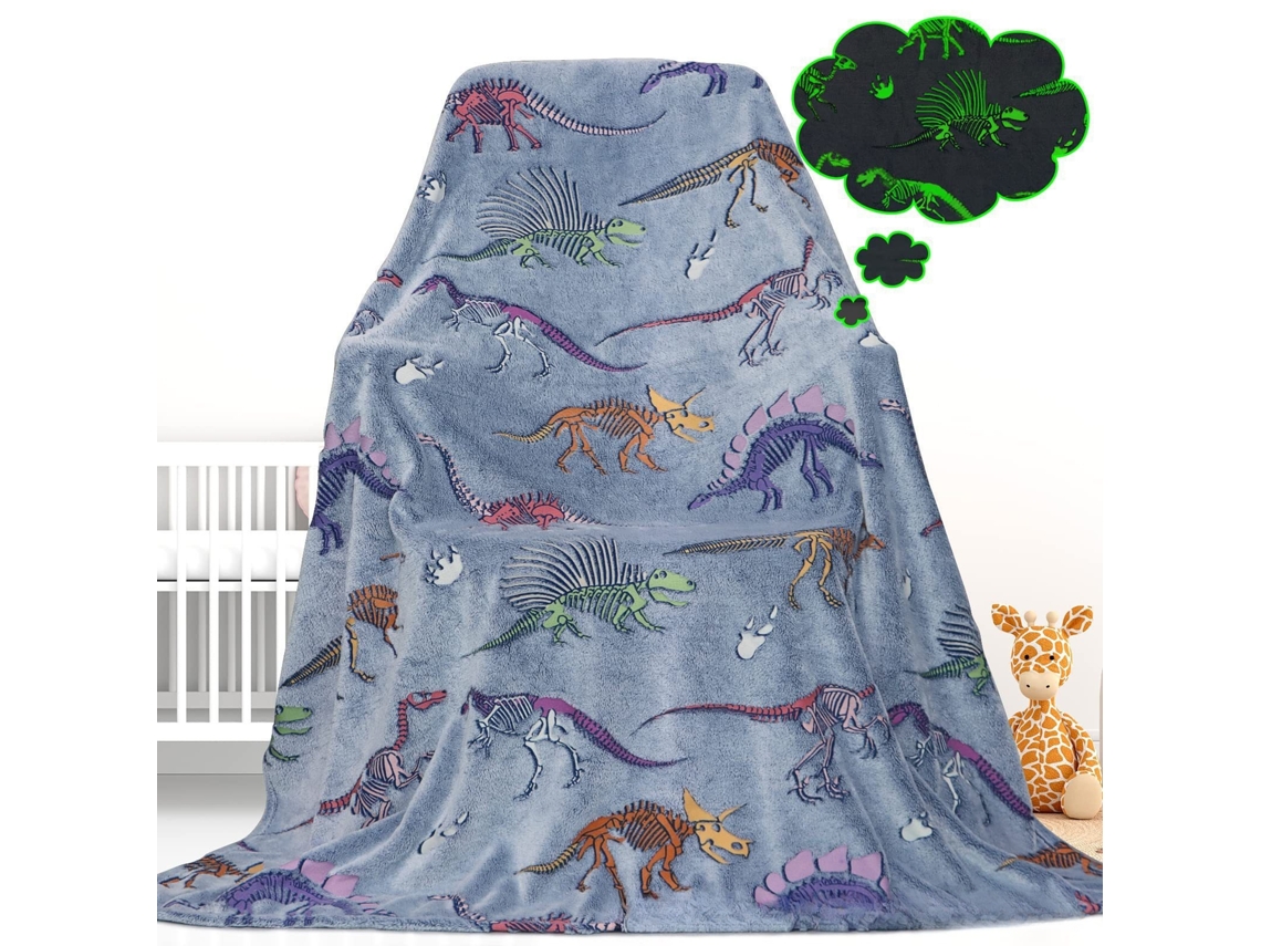 Manta De Flanela Estampada, Cobertor Fino E Quente Para Todas As Estações, Ideal Para Sesta, Escritório E Oferta 130x150cm Dinossauro Hexinyigjly