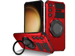 Capa Protetora Magnética Giratória 360° Para Samsung Galaxy S23, Suporte Para Celular, À Prova De Choque Vermelha