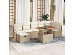 Vidaxl Conjunto De Sofá De Jardim 8 Unid. Bege Vime Pe