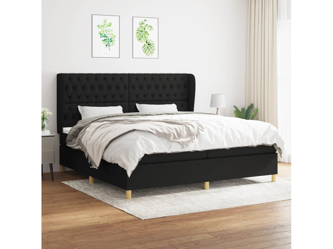 Vidaxl Cama Com Molas/colchão 200x200 Cm Tecido Preto