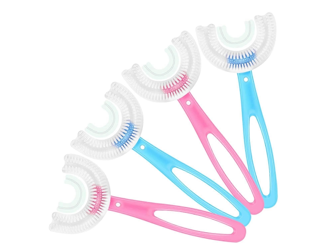 Kit com 4 Escovas de Dentes Infantis em Formato U Cabeça Silicone para Clareamento e Massagem. Escova Dente S Toda a Boca Ca GOKOCO