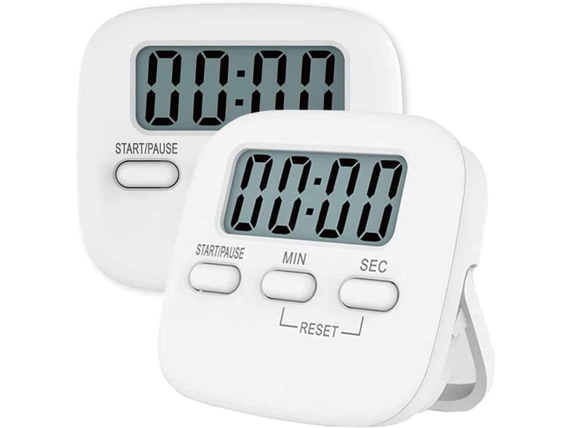 Conjunto De 2 Temporizadores Digitais De Cozinha, Base Magnética, Suporte Dobrável Ou Orifício Para Pendurar, Alarme Sonoro