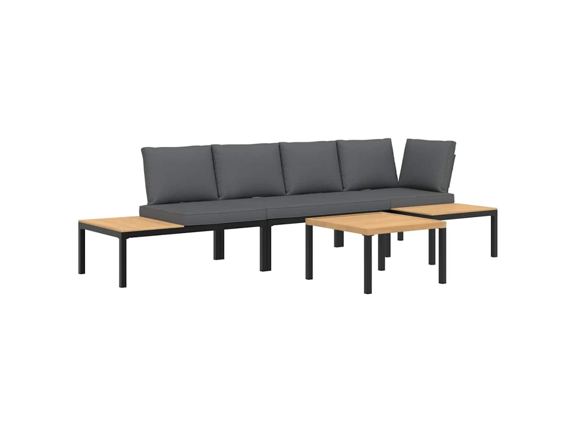 Maison Exclusive - 4 Pcs Conjunto De Sofás P/ Jardim C/ Almofadões Alumínio Preto