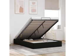 Vidaxl Estrutura De Cama Ottoman Preto 153 X 203 Cm Tecido