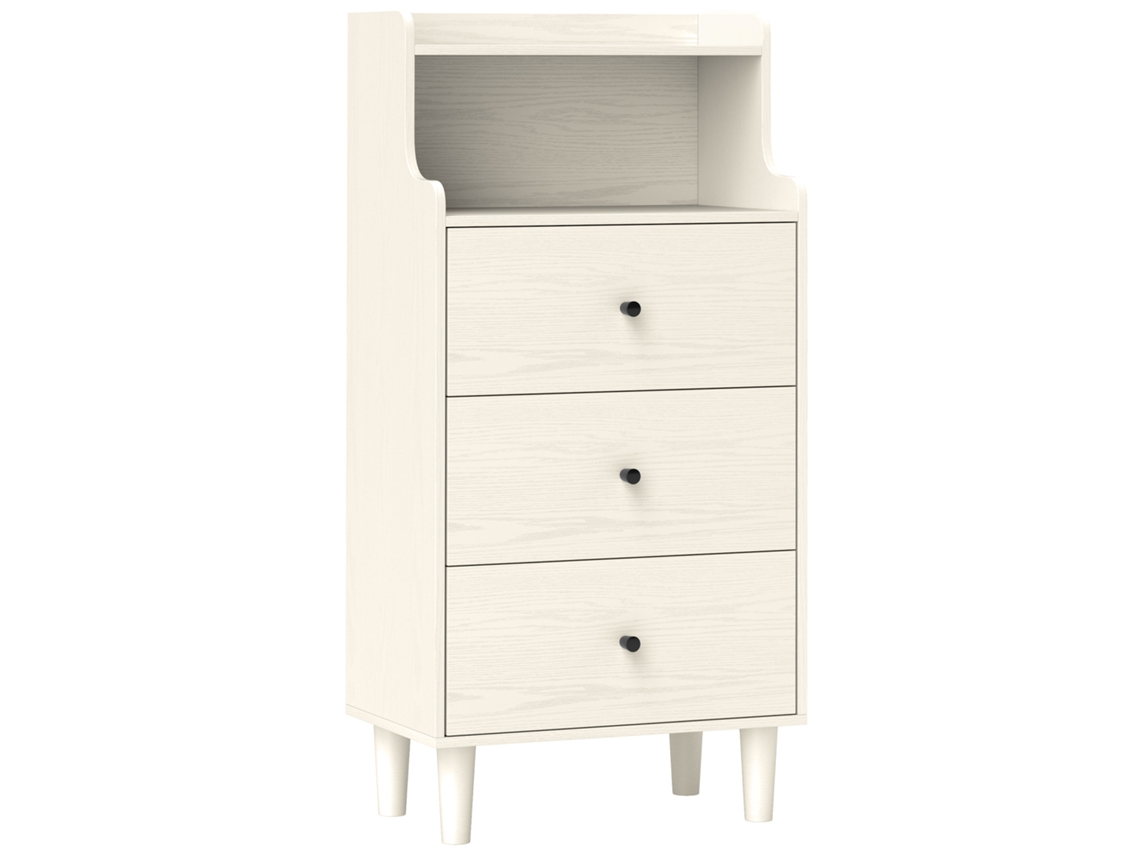 Cómoda com 3 gavetas e 2 prateleiras, moderna, 47x29x95cm, branco veteado DECORALAR TECH