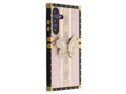 Capa Para Samsung Galaxy S25/s24 Em Tpupc Com Revestimento Eletroplástico E Suporte Em Formato De Borboleta, Multicolorida