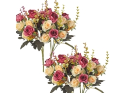 Flores Artificiais, 2 Rosas Artificiais de Plástico, Plantas para Decoração de Mesas de Casamento, Hotel e Casa. Rosa Vermelha. AQUAFORGE