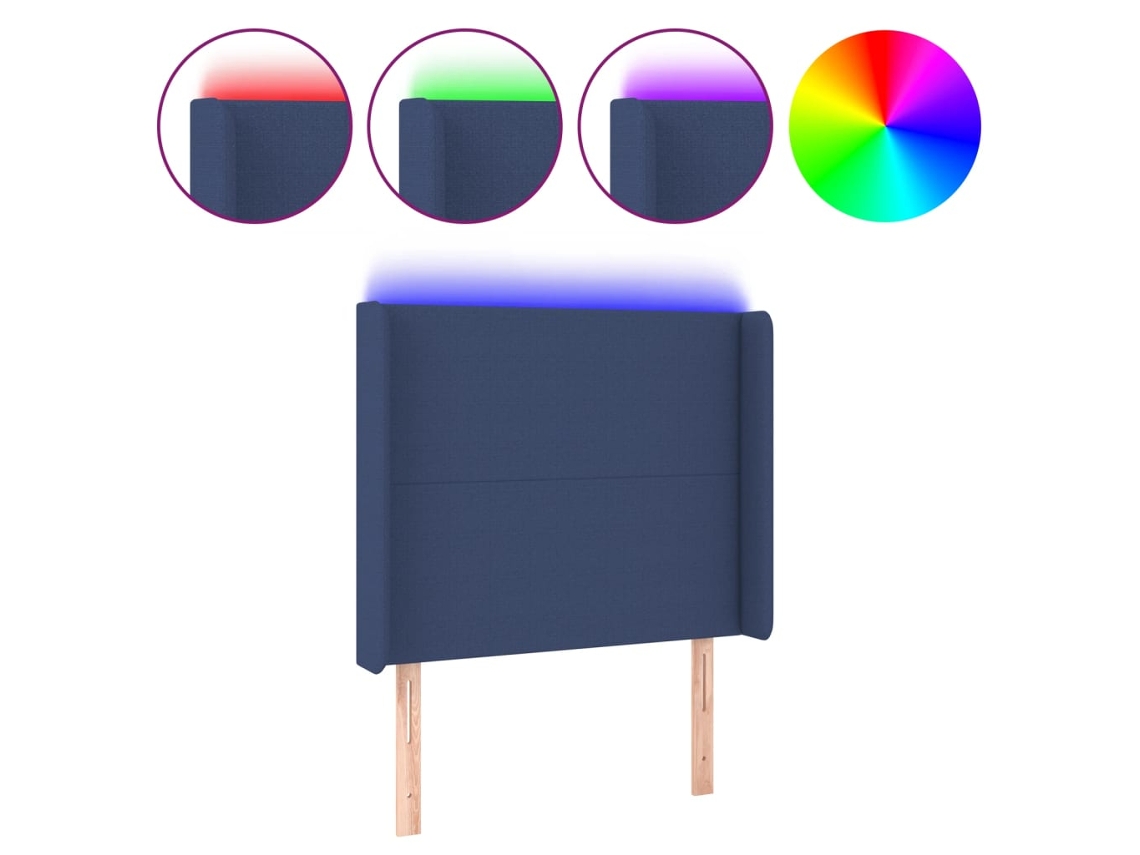 Led Headboard, Led Headboards Vidaxl Azul Tecido (103 X 16 X 118/128 Cm)