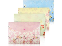 4 Pastas A4 com Estampas Florais Vibrantes e Capas de Pvc BRILVIBERA