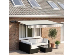 Vidaxl Toldo Retrátil Manual Com Leds Cinza Claro E Branco
