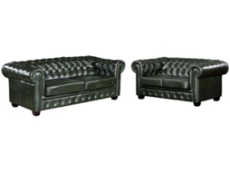 Conjunto Sofá Fixo Brenton LINEA (Verde Pinho - Pele - 201x96x73 cm)