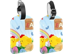 Conjunto De 2 Etiquetas Identificação Malas E Bagagens Com Design Ovos Páscoa