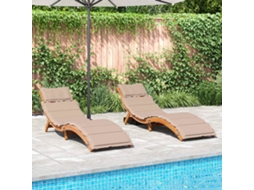 Vidaxl Espreguiçadeiras C/ Almofadões 2 Pcs Acácia Cinza-acastanhado