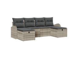 Conjunto 6 Sofá Exterior Vidaxl Cinzento-claro Vime Pe (234 X 117 X 85 Cm)