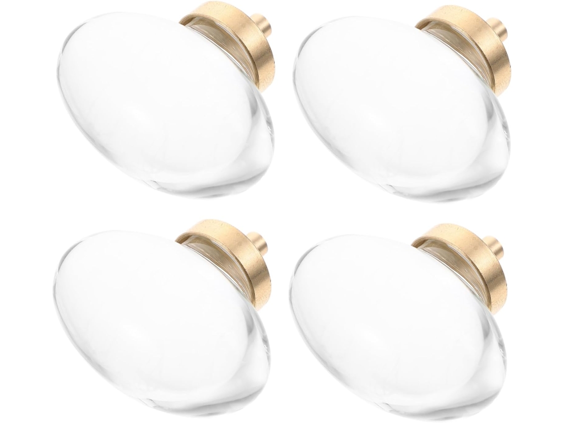 Conjunto De 4 Puxadores Cristal Para Gavetas Com Base Cobre, Puxadores Decorativos Para Armários, Guarda Roupas E