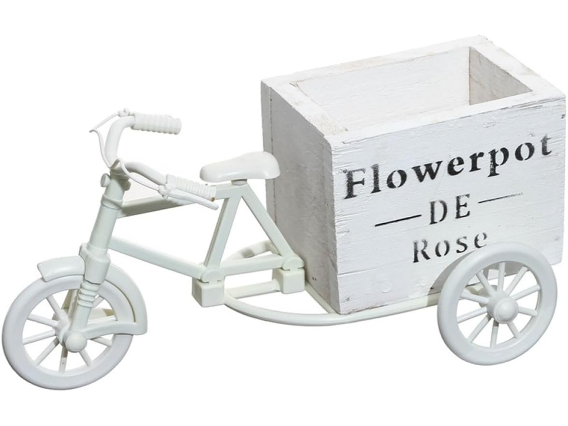 Suporte para Flores em Formato de Bicicleta, Feito de Material Sintético Branco. Vaso Leve e Fácil de Cuidar, em Estilo CHABERLU