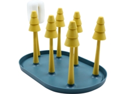 Soporte para Secar Botellas Y Vasos Portavasos de Cristal Con 6 Brazos Azul Y Amarillo 1 Pieza