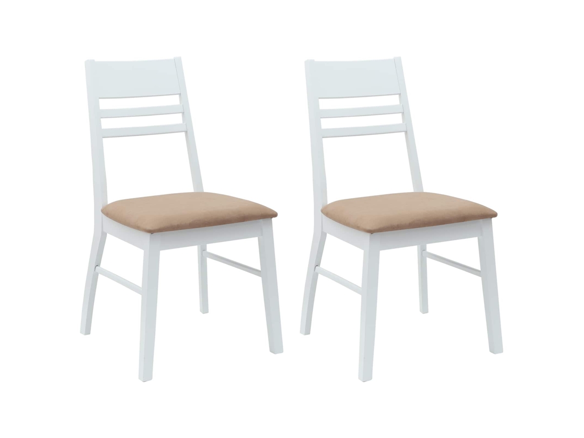 Conjunto 2 Cadeira De Jantar Vidaxl Branco Madeira De Seringueira Maciça (43 X 54 X 89 Cm)