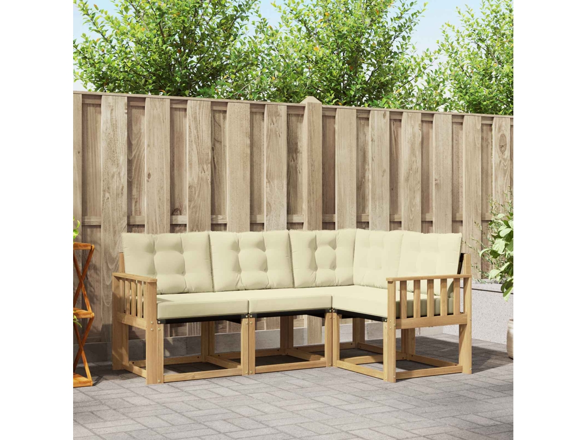 Vidaxl Conjunto De Sofás Para Exterior 4 Unid. Branco E Creme