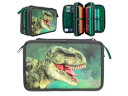 Estojo triplo para caneta Dino World com efeito 3D Miraflow