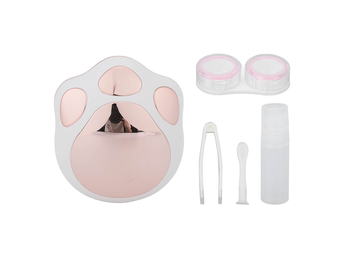 Estuche De Lentes De Contacto Para Viaje - Estilo Pata Cartoons Rosado Con Herramientas De Cuidado