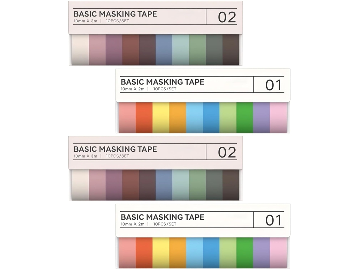 Pacote com 4 adesivos coloridos, formato fino, ideal para scrapbooking e journaling.