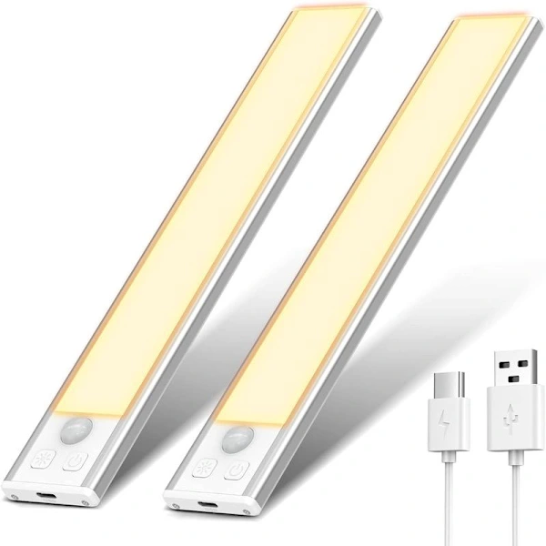 Luz De Guarda, Roupa, Iluminação Interna Led Recarregável Para Guarda, Sem Fio, Lâmpada Led Regulável Com Sensor De Movimento.(20, 5 Cm, 2 Peças