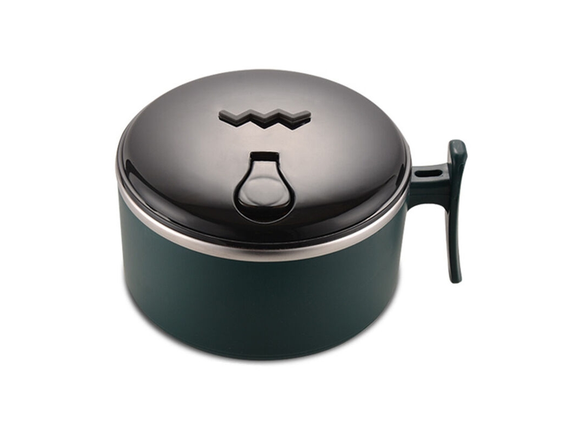 Tigela De Sopa De Aço Inoxidável Com Tampa E Alça Ventiladas Lancheira Própria Para Micro Ondas, 500 Ml Aquaforge