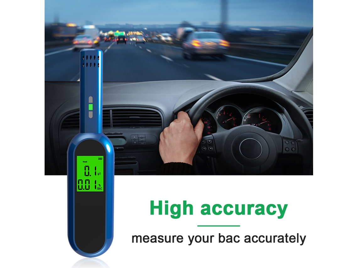 Detector de Álcool Portátil YURU com Tela Lcd, Tester de Bac 0.0% a 0.19%, Resposta Rápida e Fácil de Usar