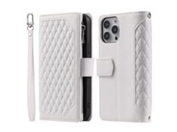 Capa Em Couro Pu Para Apple Iphone 16 Pro Max - Branco