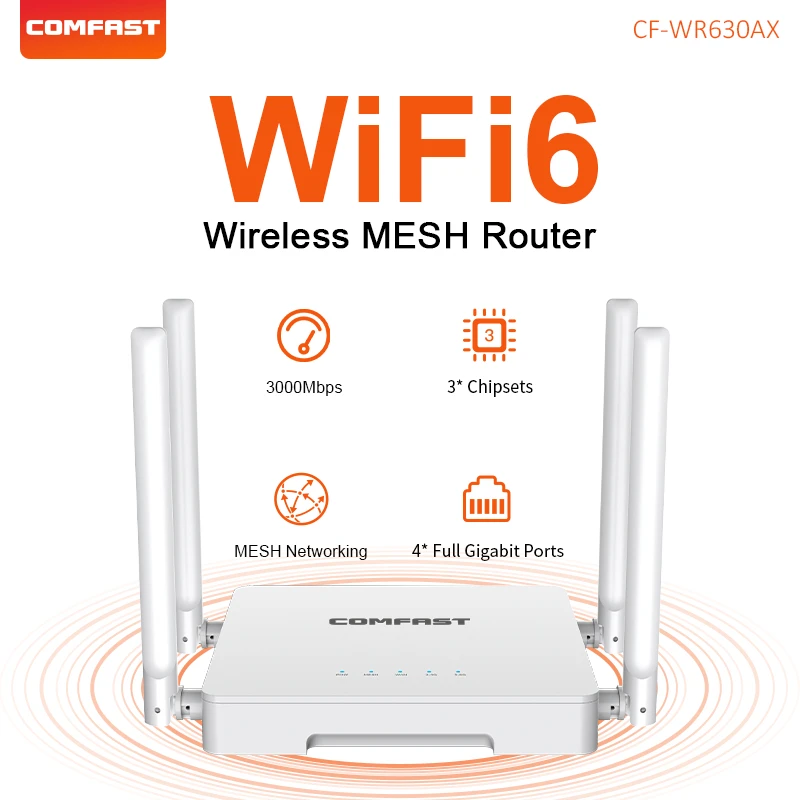 (preto) Wifi 6 Mesh Com Roteador Gigabit Port Wpa3 Repetidor