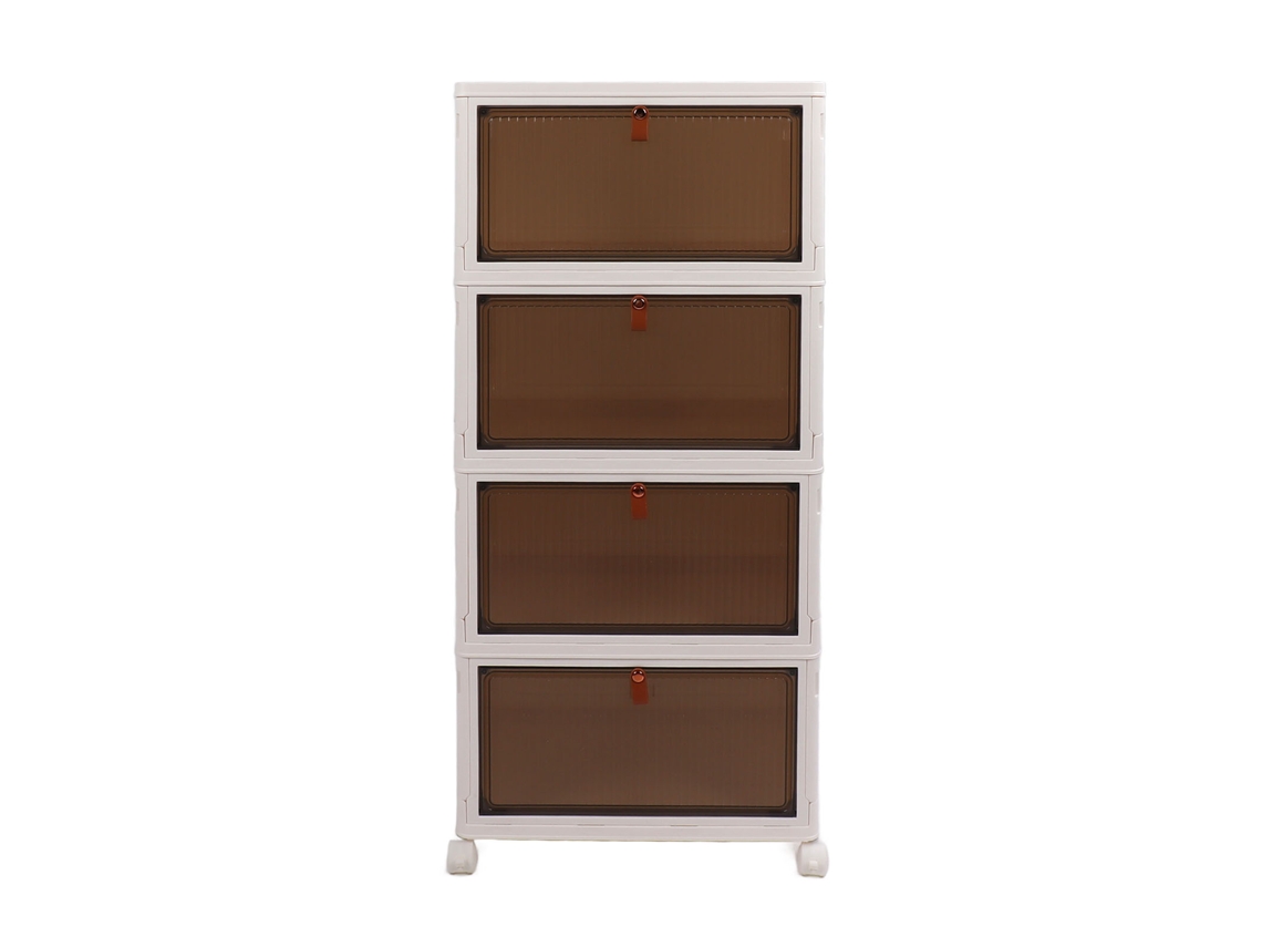 Cestos De Armazenamento Plásticos Com Tampa Pilháveis 4 Camadas Para Organização Residencial