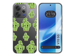 Capa Tumundosmartphone De Silicone Transparente Para Vivo V70 5g Com Estampa De Cacto