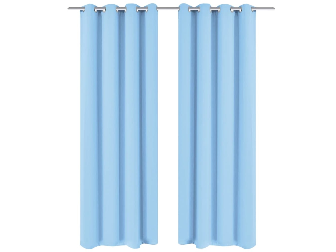 Vidaxl Cortinas Blackout 2 Pcs Com Ilhós De Metal 135x175 Cm Turquesa