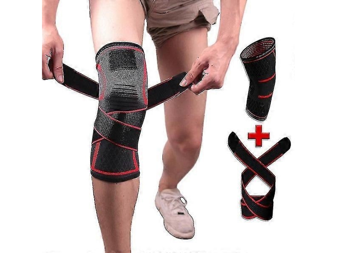 Lurelia Joelheira Respirável Compressão, Elástico, Para Ciclismo, Nylon, Preto / Vermelho