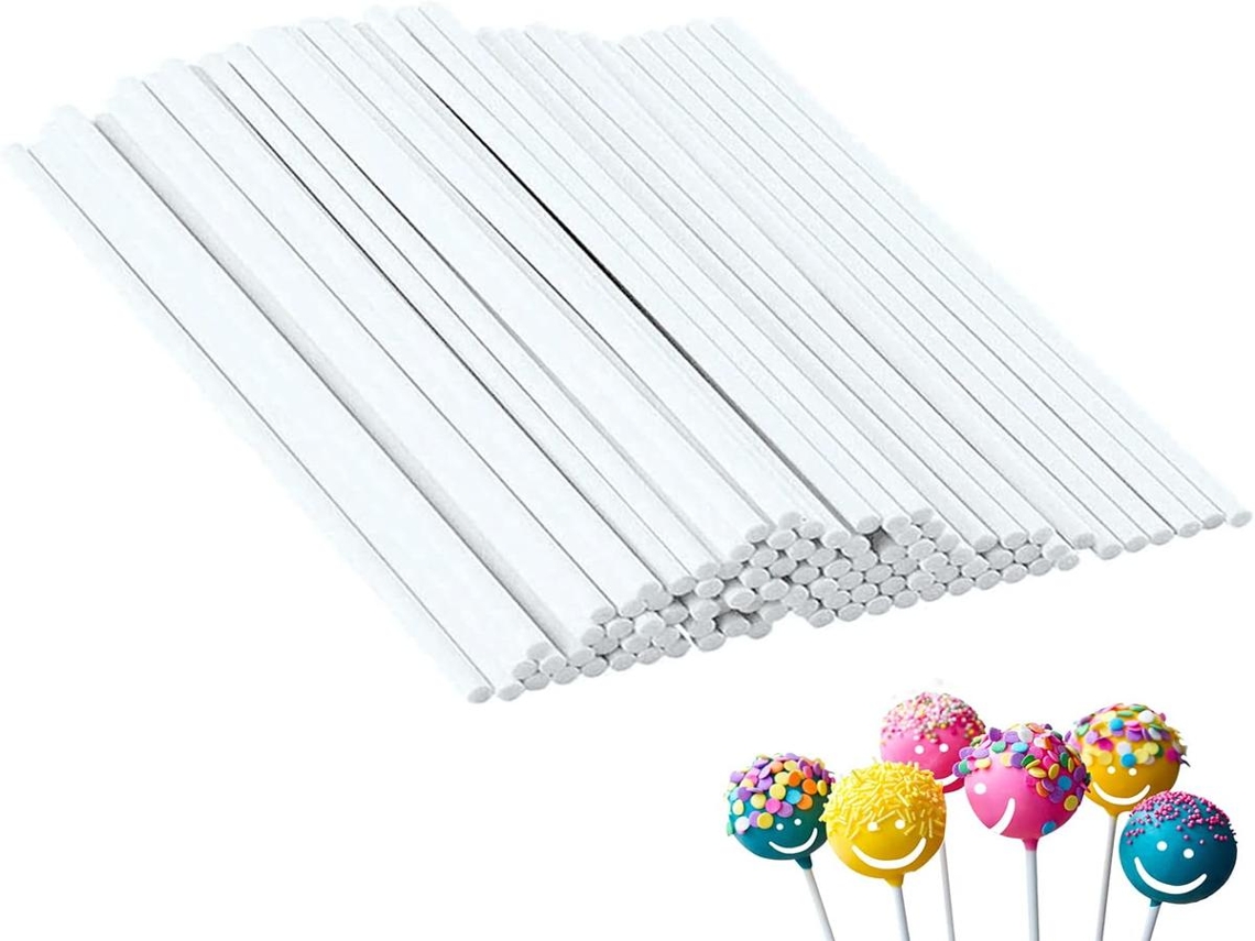 Lurelia Palitos De Papel, 100 Unidades, Branco, Para Doces E Cake Pops