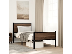 Estrutura De Cama Sem Colchão 80x200 Cm Metal Carvalho Castanho