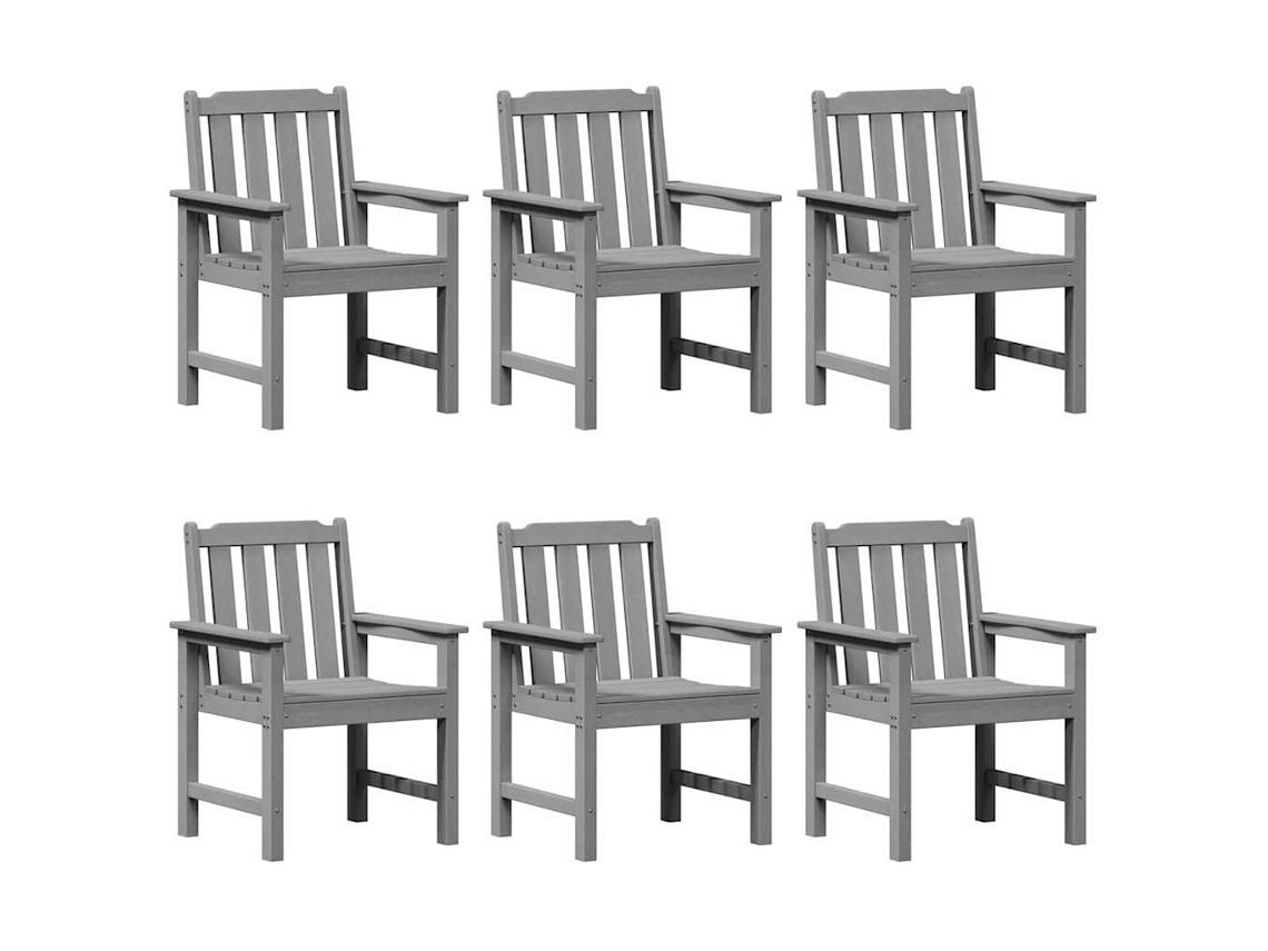 Conjunto 6 Cadeira De Jardim Vidaxl Cinzento-claro Polietileno (65.5 X 59 X 88 Cm)