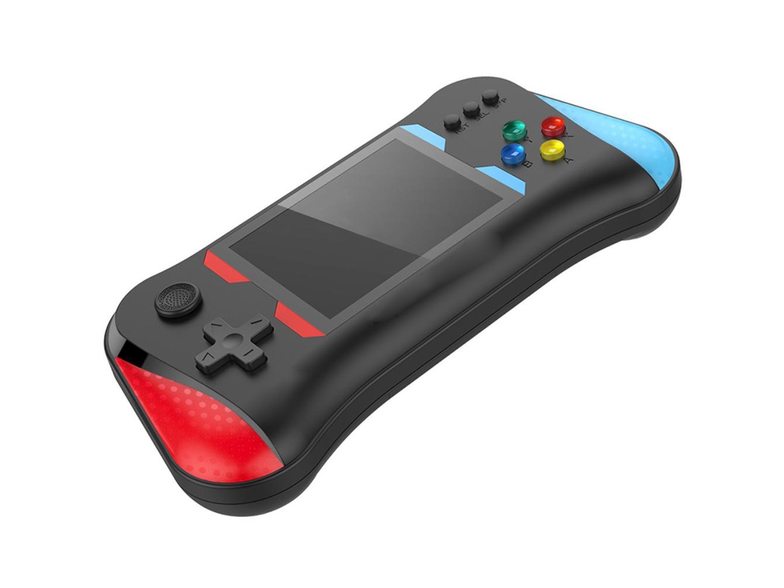 Console portátil de jogos EOOCOO com cores azul e vermelho