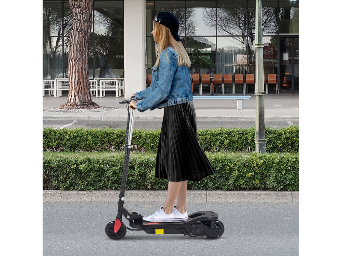 Patinete Elétrico Dobrável para Crianças a Partir Dos 7 Anos, 120w Velocidade Máxima 12km/h, 75x36x82 93 Cm Preto