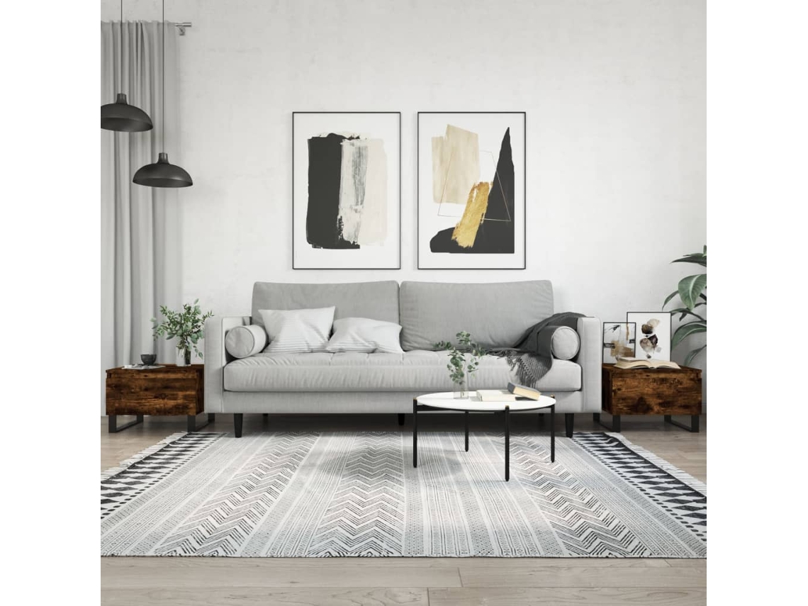 Vidaxl Mesas De Centro 2 Pcs 50x46x35cm Deriv. Madeira Carvalho Fumado