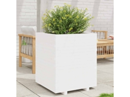 Vidaxl Vaso/floreira De Jardim 60x60x72,5 Cm Pinho Maciço Branco