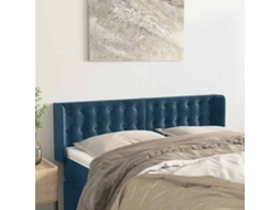 Vidaxl Cabeceira De Cama C/ Abas Tecido 147x16x78/88cm Azul-escuro