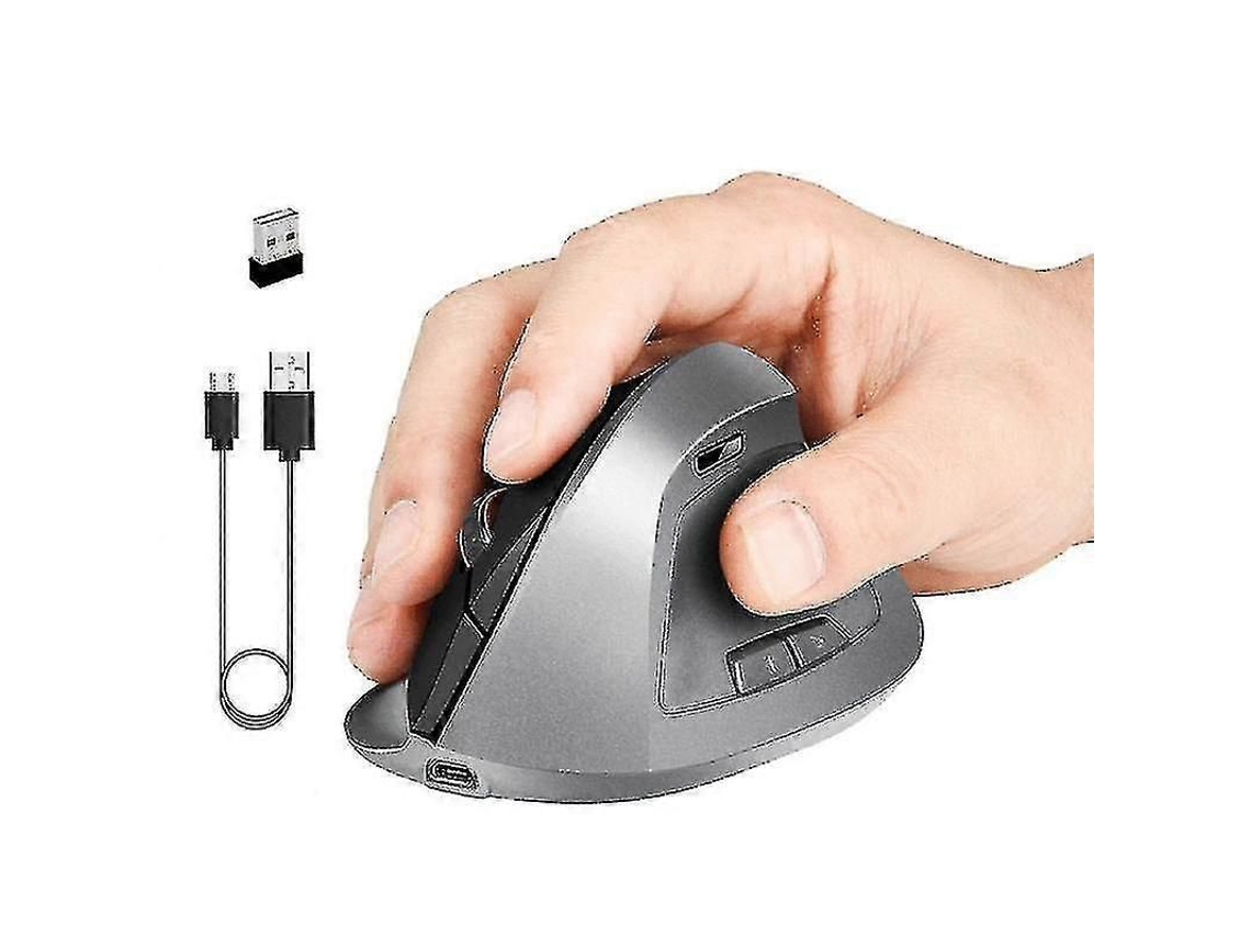 Mouse sem fio recarregável, ergonômico, vertical, para notebook, PC, preto