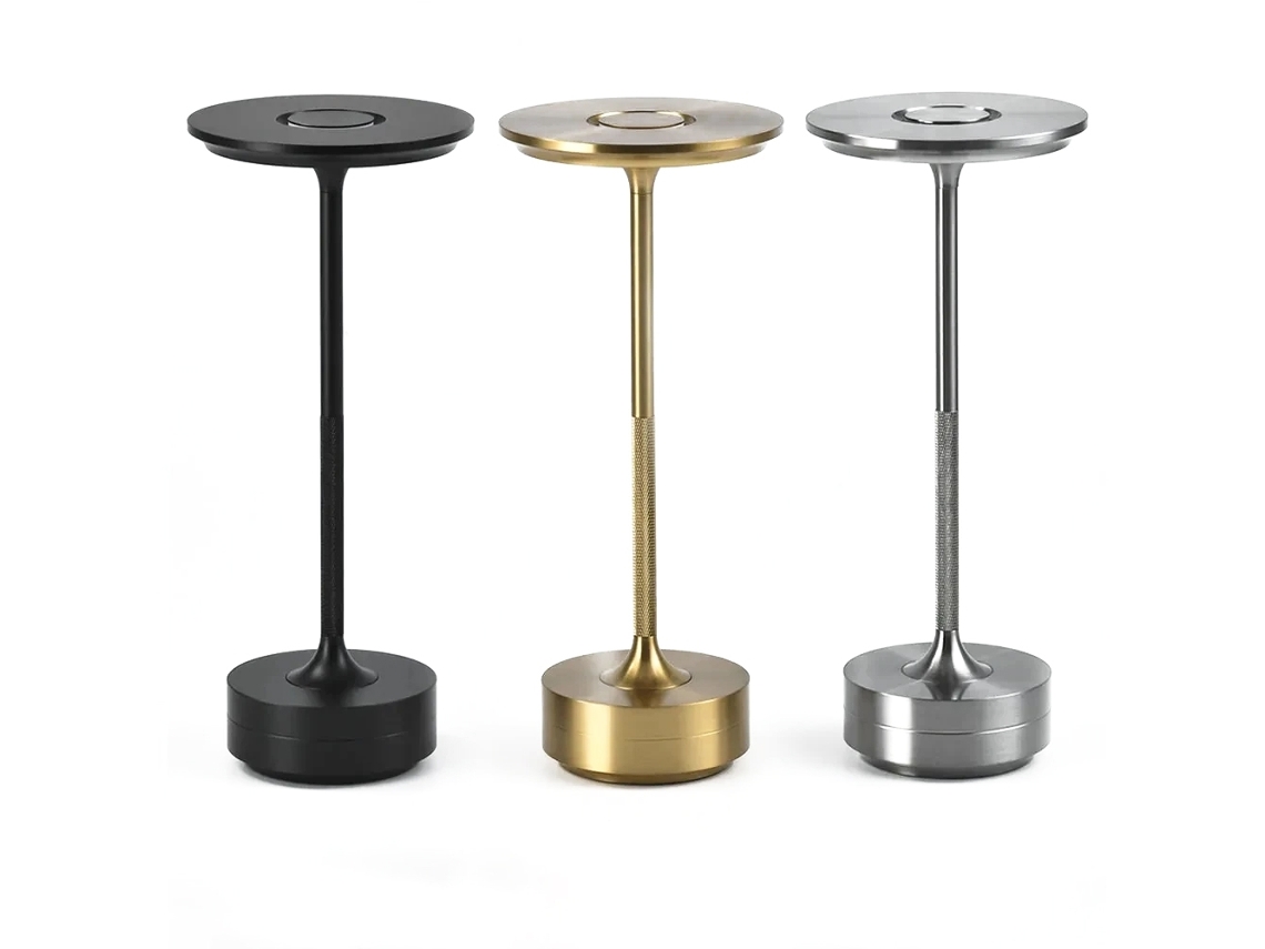 Luminária De Mesa Led, Acabamento Prateado, Para Cabeceira, Escritório, Sala Ou Ambiente Decorativo