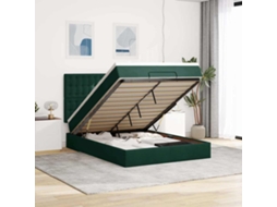 Vidaxl Estrutura Cama Otomana Colchões 140x200 Cm Veludo Verde Escuro