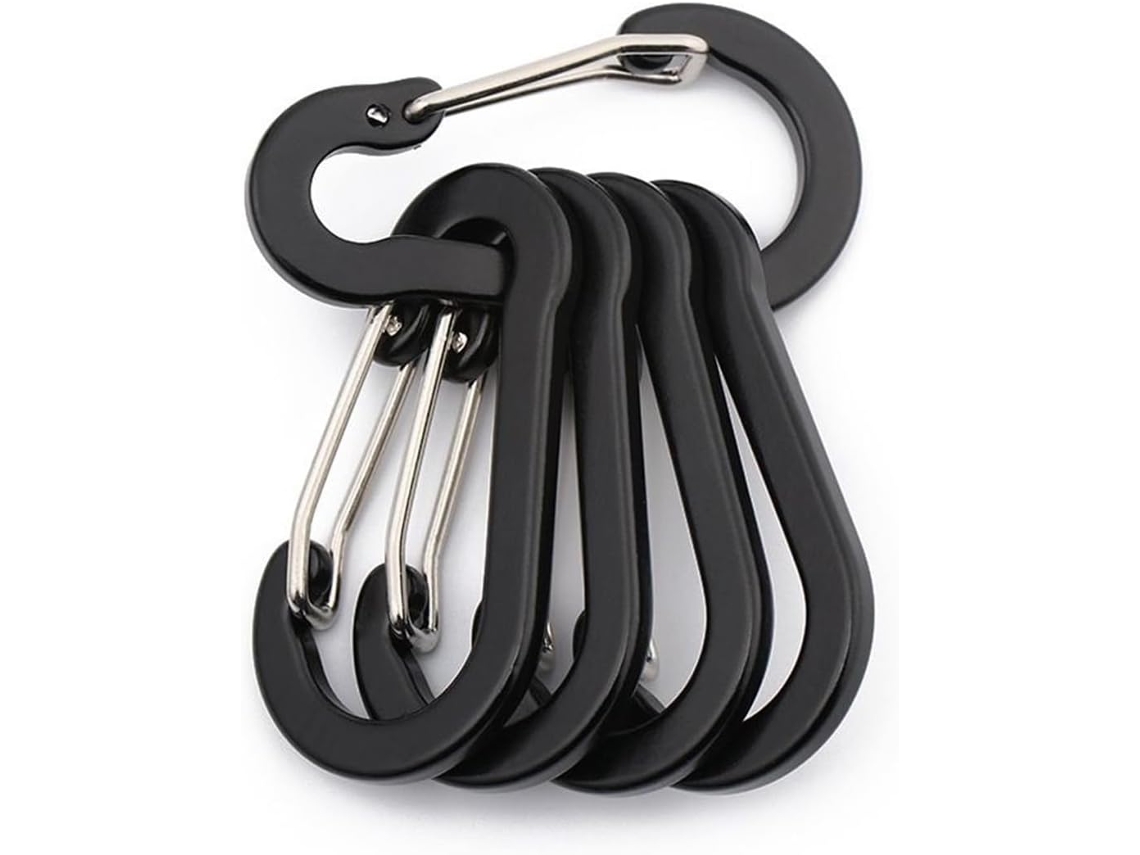 Conjunto De 5 Mosquetões Com Trava Para Mochila, Camping E Escalada -
